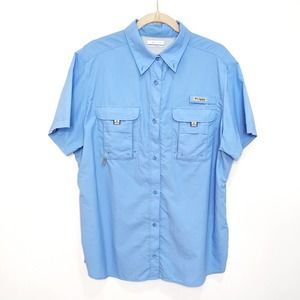 Columbia PFG Shirt Mens XL Button Fishing Outdoor Vented Short Sleeve Blue